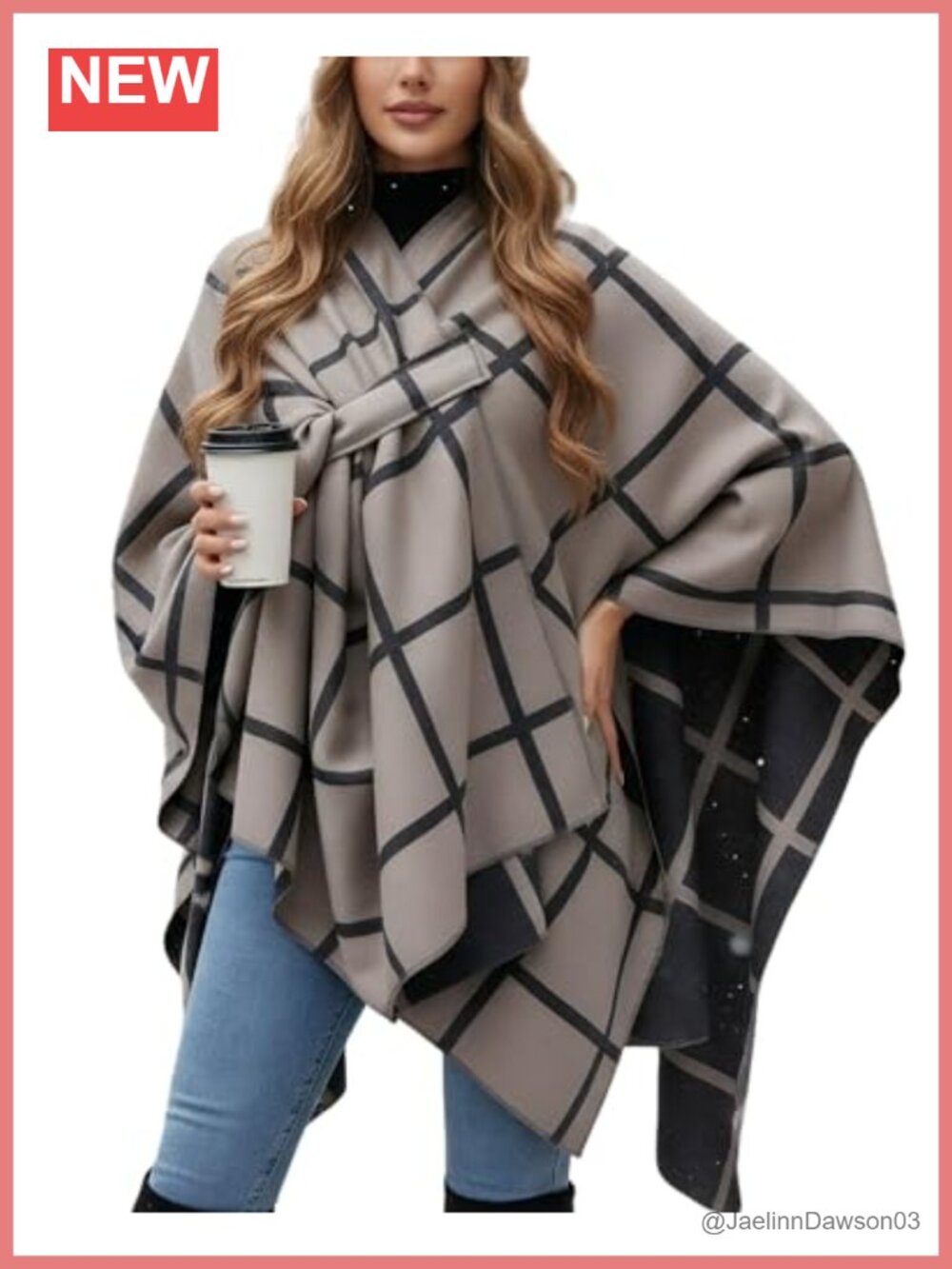 Reversible Oversized Plaid Shawl Wrap Open Front Ruana Poncho Cardigan